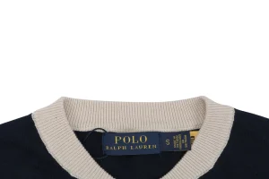 Ralph Lauren Pony Jacquard Henley Knit T-Shirt Black Collar