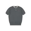 Ralph Lauren Pony Jacquard Henley Knit T-Shirt (Grey/Black)
