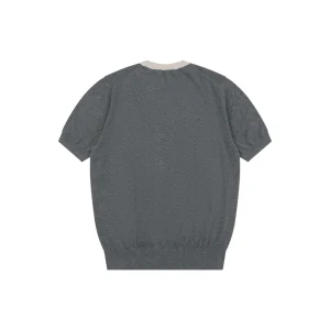 Ralph Lauren Pony Jacquard Henley Knit T-Shirt Grey Back view