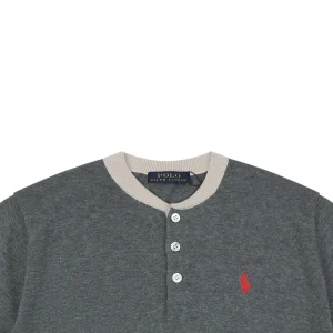 Ralph Lauren Pony Jacquard Henley Knit T-Shirt Grey