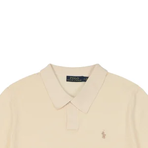 Ralph Lauren Pony Logo Button Placket Polo T-Shirt Beige