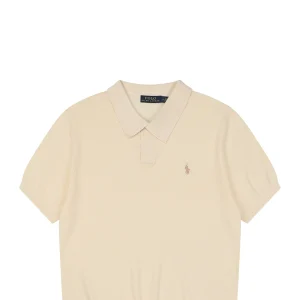 Ralph Lauren Pony Logo Button Placket Polo T-Shirt Beige