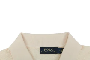 Ralph Lauren Pony Logo Button Placket Polo T-Shirt Beige Collar