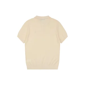 Ralph Lauren Pony Logo Button Placket Polo T-Shirt Beige Back view