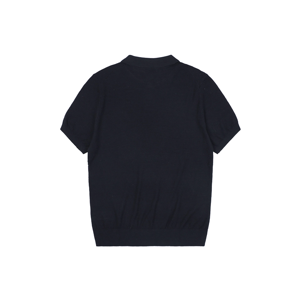 Ralph Lauren Pony Logo Button Placket Polo T-Shirt Black Back view