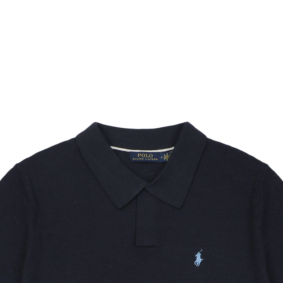Ralph Lauren Pony Logo Button Placket Polo T-Shirt Black