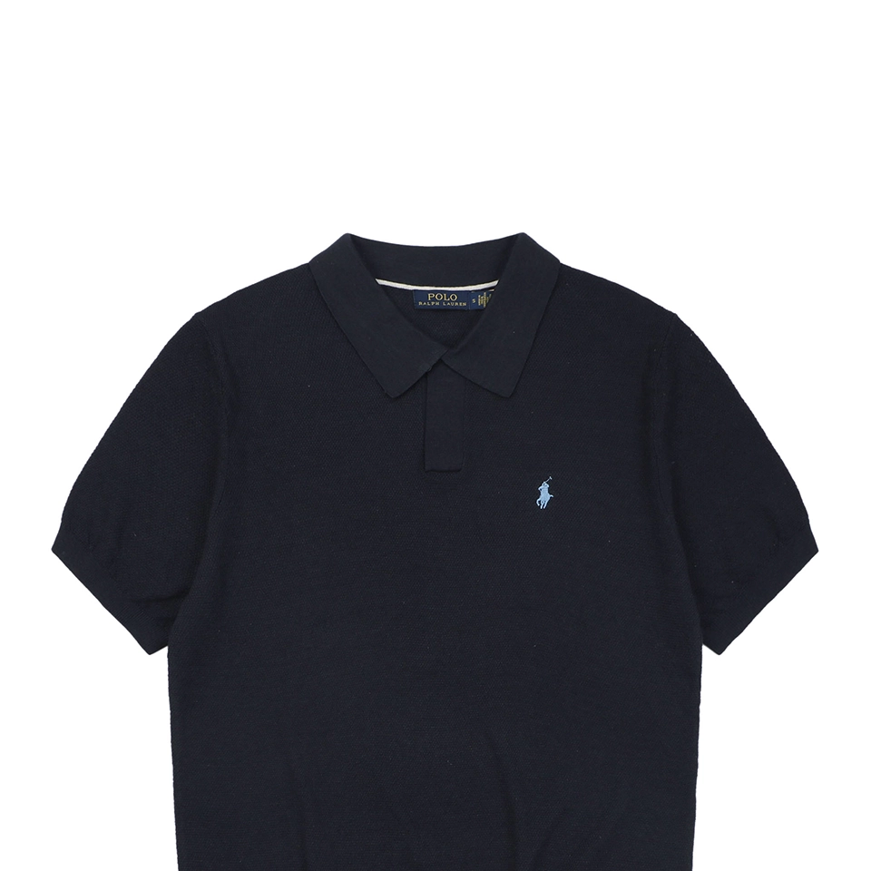 Ralph Lauren Pony Logo Button Placket Polo T-Shirt Black