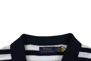 Ralph Lauren Pony Striped Johnny Collar Polo T-Shirt Collar