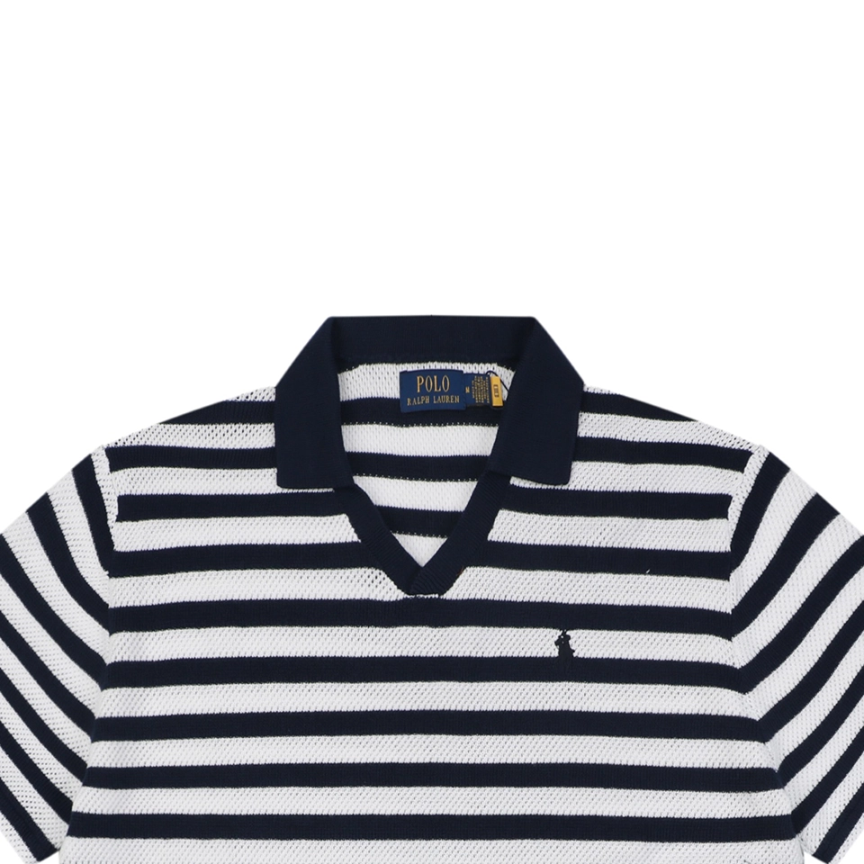 Ralph Lauren Pony Striped Johnny Collar Polo T-Shirt
