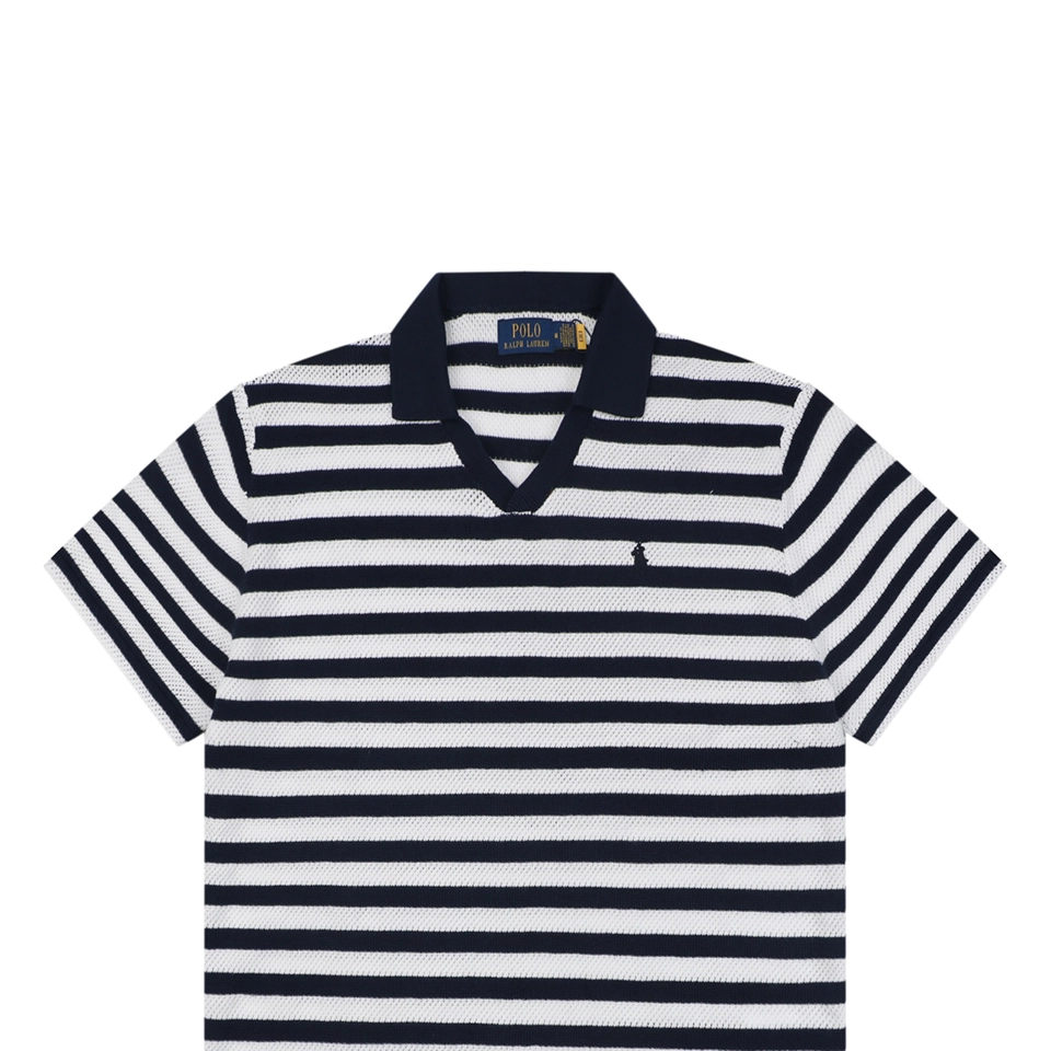 Ralph Lauren Pony Striped Johnny Collar Polo T-Shirt