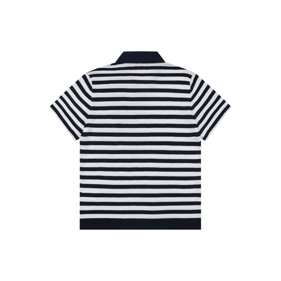 Ralph Lauren Pony Striped Johnny Collar Polo T-Shirt Back view