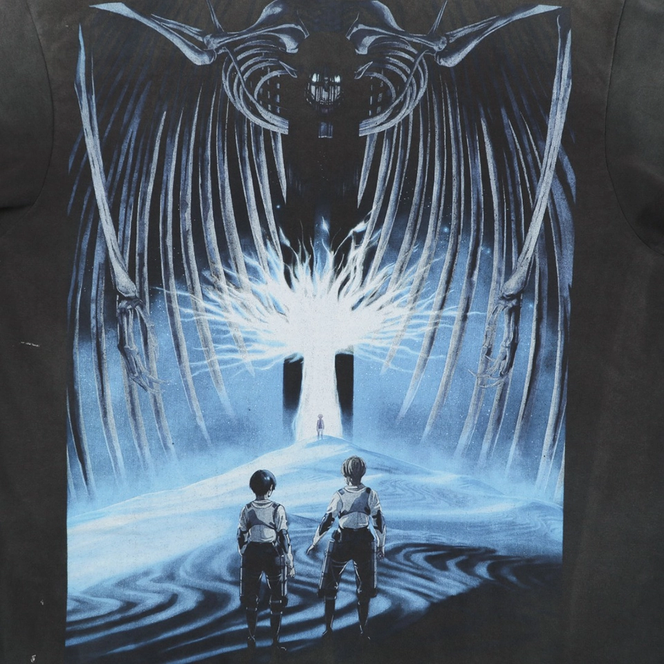 Saint Michael Giant Skeleton Encounter Graphic T-Shirt Front Print