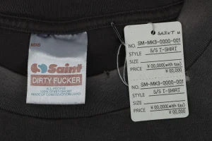 Saint Michael Irregular Letter Pocket Vintage T-Shirt Brand label