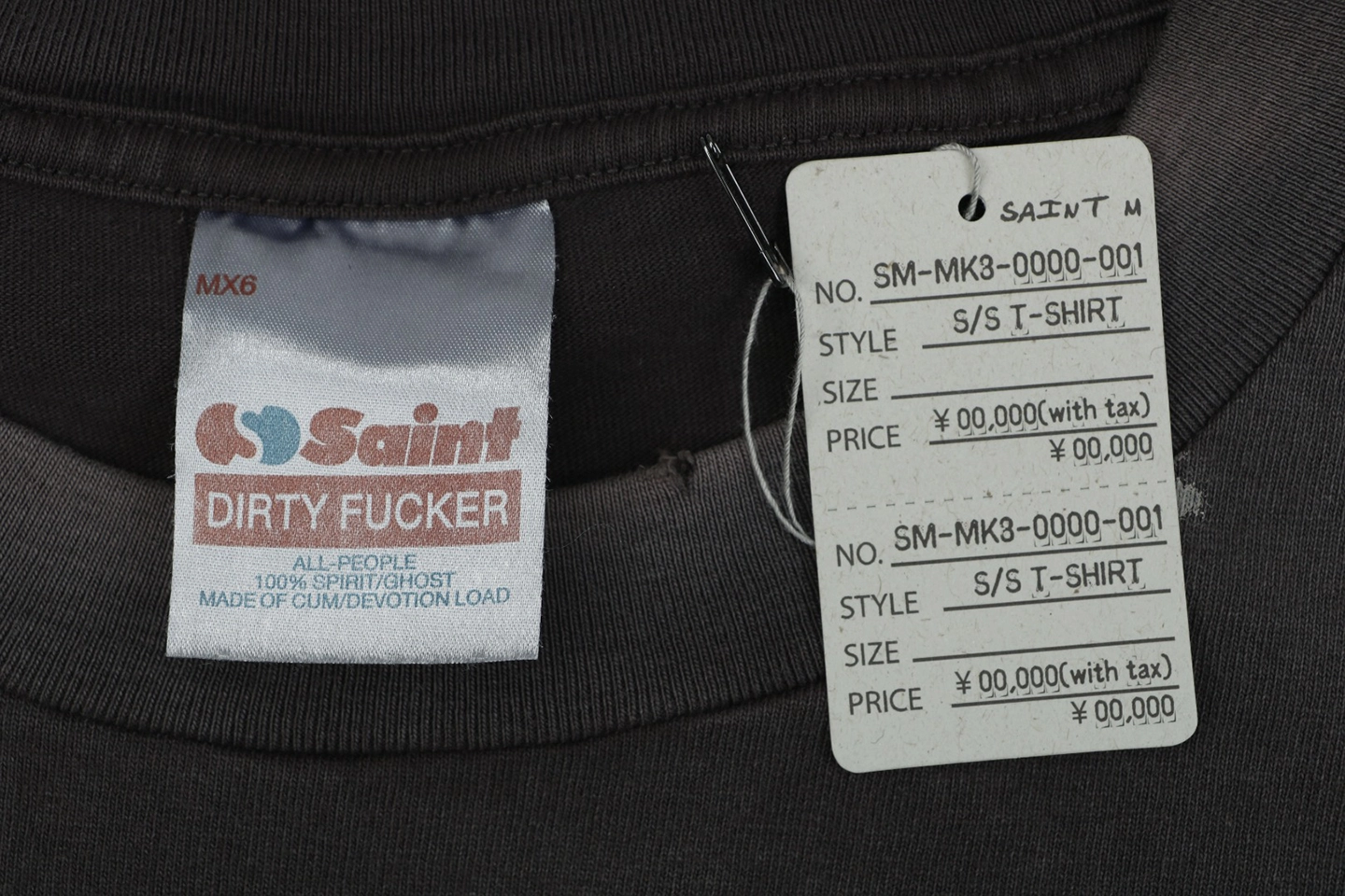 Saint Michael Irregular Letter Pocket Vintage T-Shirt Brand label