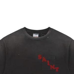 Saint Michael Irregular Letter Pocket Vintage T-Shirt