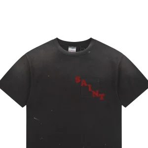Saint Michael Irregular Letter Pocket Vintage T-Shirt