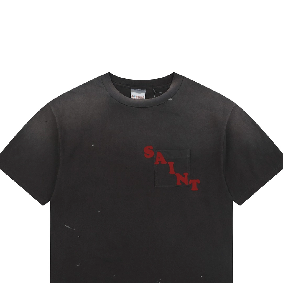 Saint Michael Irregular Letter Pocket Vintage T-Shirt