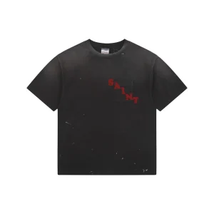 Saint Michael Irregular Letter Pocket Vintage T-Shirt Front view