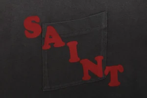 Saint Michael Irregular Letter Pocket Vintage T-Shirt Front Print