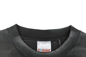 Saint Michael Jesus & Virgin Mary Suffering Graphic T-Shirt Collar