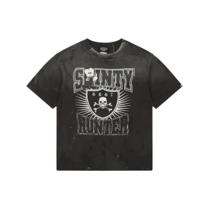 Saint Michael Skull Graphic Vintage Washed T-Shirt Front view