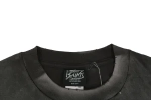 Saint Michael Skull Graphic Vintage Washed T-Shirt Collar