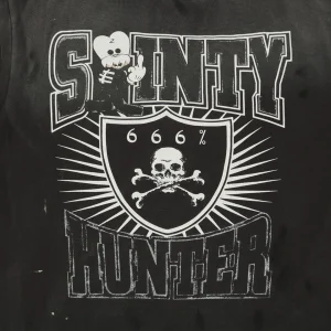 Saint Michael Skull Graphic Vintage Washed T-Shirt Front Print