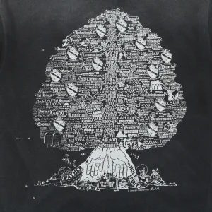 Saint Michael Tree of Life Graphic Vintage Washed T-Shirt Front Print