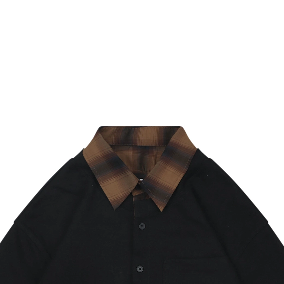 We11done Black & Brown Plaid Layered Shirt