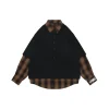 We11done Black & Brown Plaid Layered Shirt