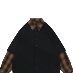 We11done Black & Brown Plaid Layered Shirt