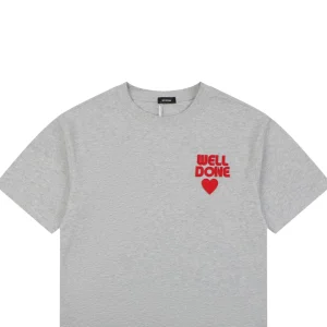 We11done Heart Logo Embroidered T-Shirt Grey