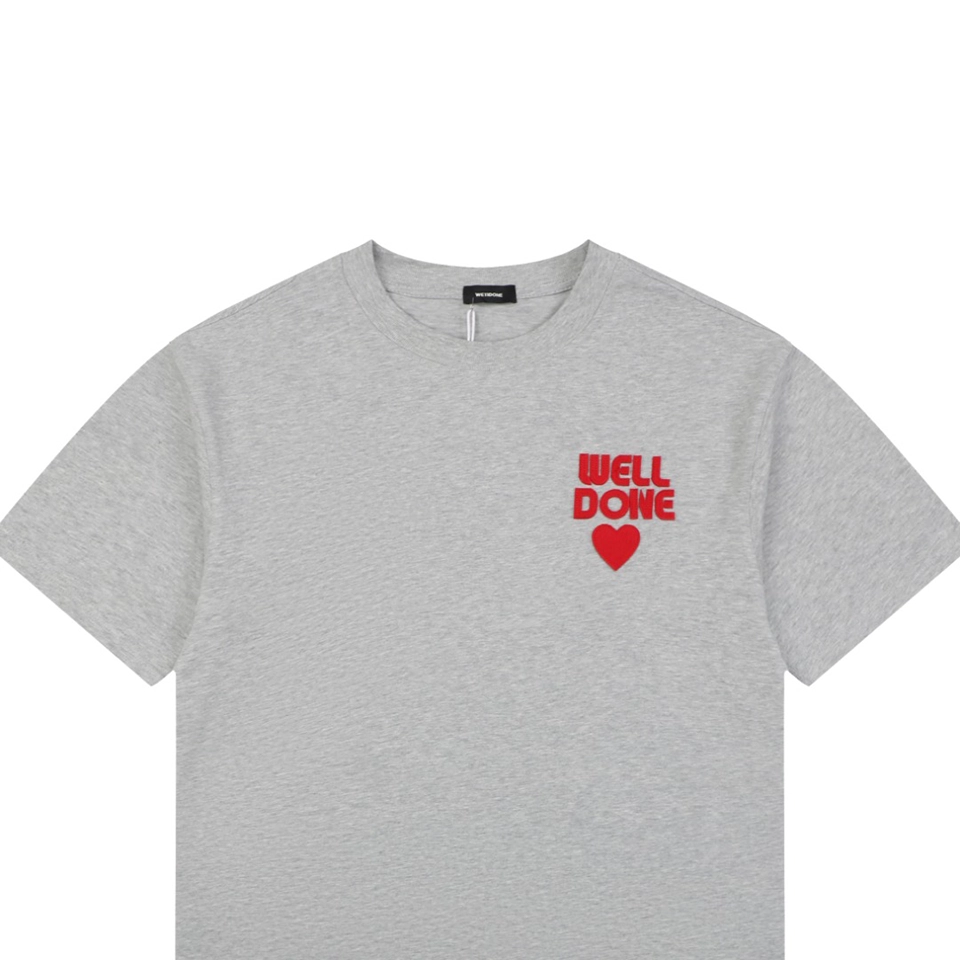 We11done Heart Logo Embroidered T-Shirt Grey