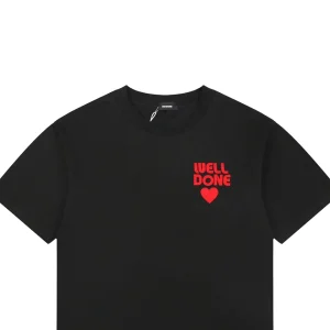 We11done Heart Logo Embroidered T-Shirt Black