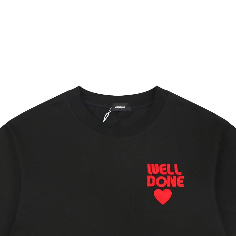 We11done Heart Logo Embroidered T-Shirt Black