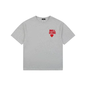 We11done Heart Logo Embroidered T-Shirt Grey Front view