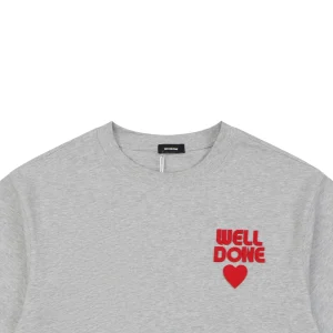 We11done Heart Logo Embroidered T-Shirt Grey