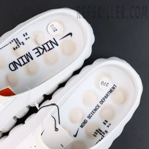Nike WMNS Mind 001 “Summit White” footbed detail featuring Nike Mind Science Department branding and a soft contoured insole for enhanced comfort
