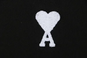 AMI de Coeur Embroidered Zip-Up Hoodie Black Brand