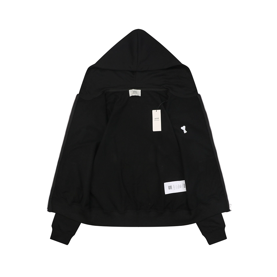 AMI de Coeur Embroidered Zip-Up Hoodie Black Lining
