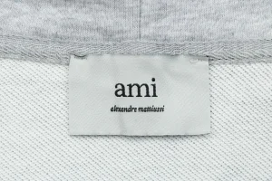 AMI de Coeur Embroidered Zip-Up Hoodie Grey Brand label