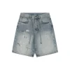 Acne Studios Paint Splatter Belted Denim Shorts
