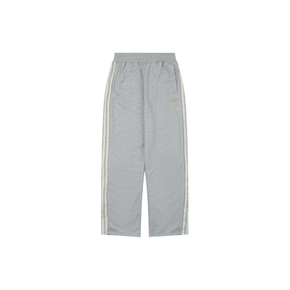 Adidas KT0653 Trefoil Embroidered Three-Stripe Track Pants Grey Front view