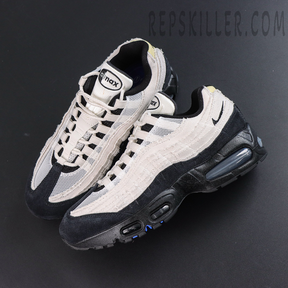 Nike Air Max 95 ‘Big Bubble - Family Reunion France’ top view featuring a black and white colorway with the iconic Air Max 95 layered design