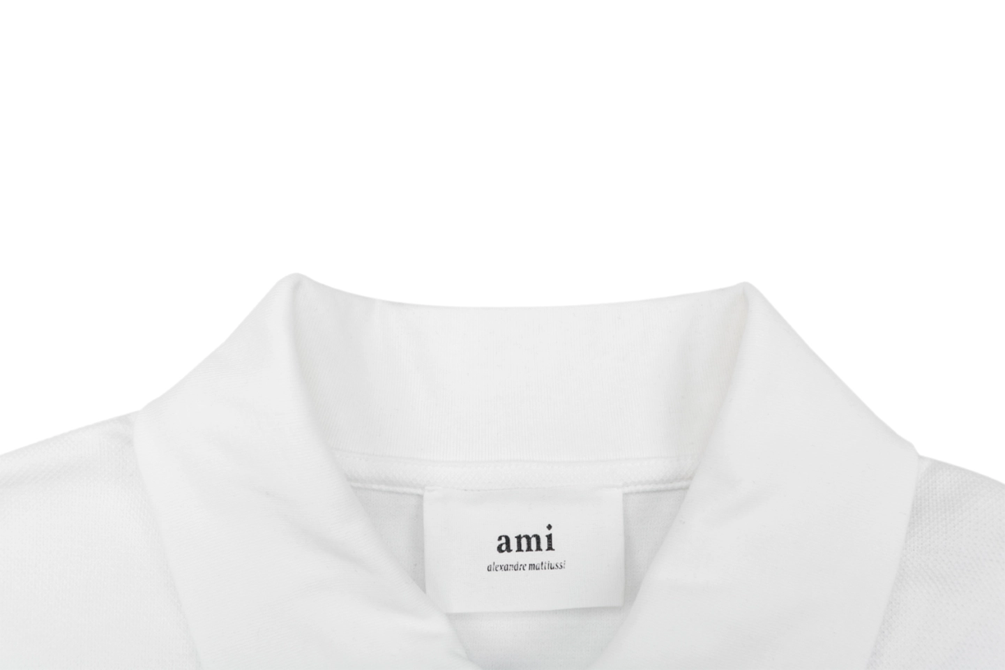 Ami Hidden Heart Logo Oversized Polo Shirt White Collar