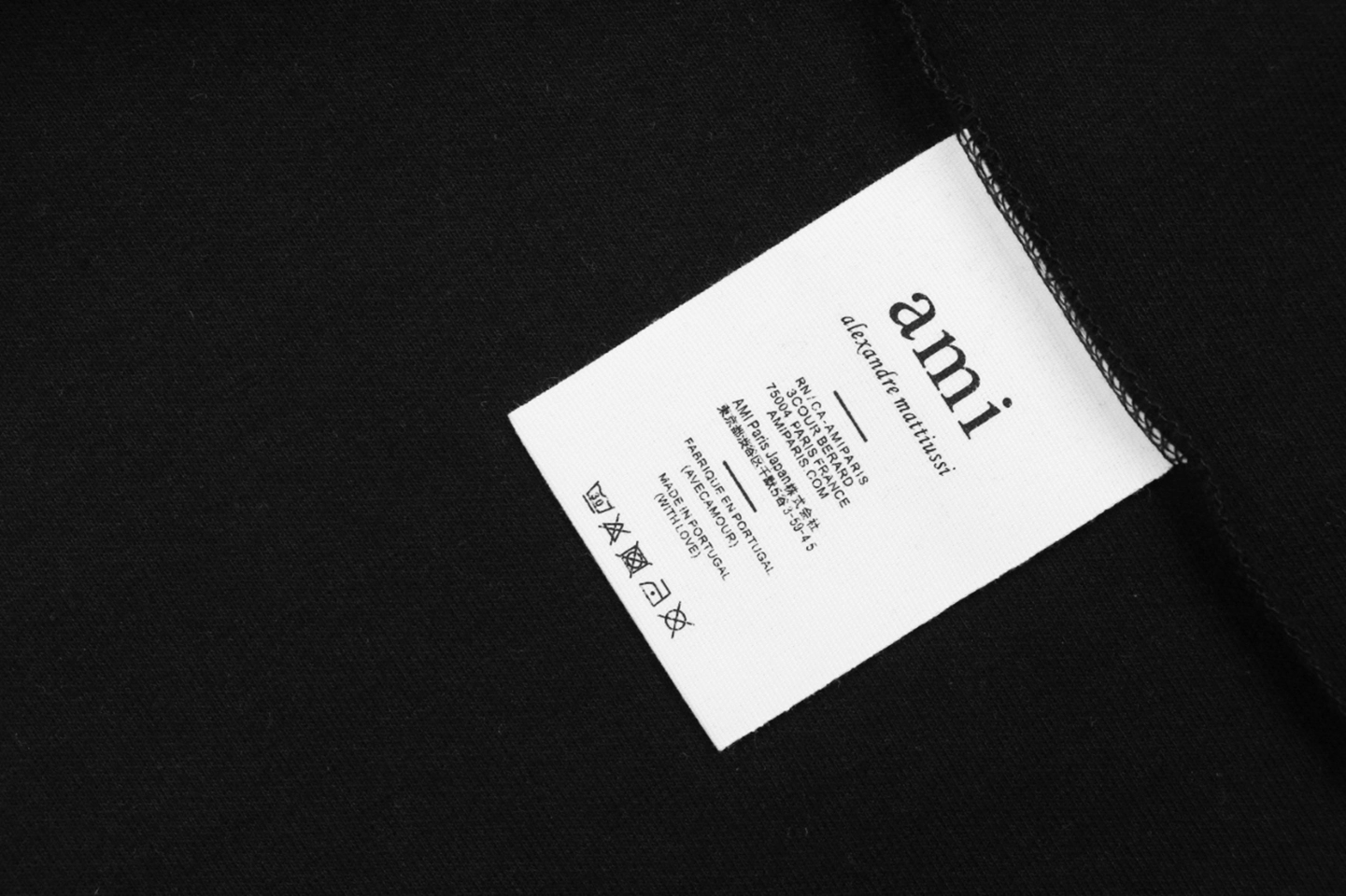 Ami Hidden Heart Logo Oversized Polo Shirt Black Wash label