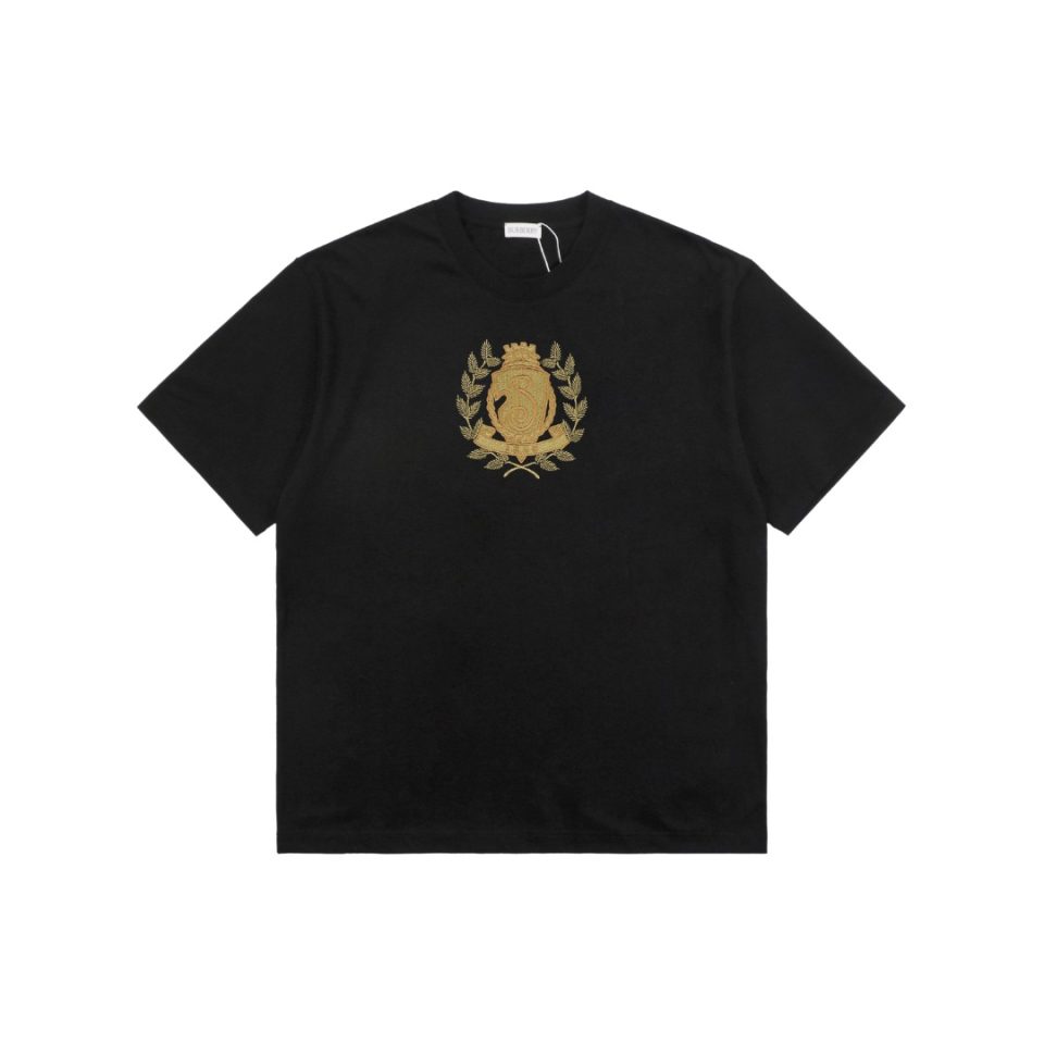 BBry Gold Shield B Logo Embroidery T-Shirt Black Front view