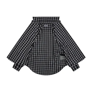 Balenciaga Black & White Plaid Distressed Raw Hem Shirt Lining