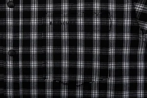 Balenciaga Black & White Plaid Distressed Raw Hem Shirt
