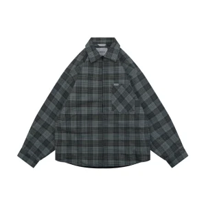 Balenciaga Blue Grey Check Quilted Jacket Front view